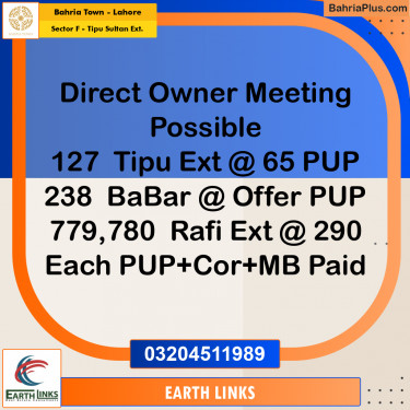 5 Marla Residential Plot for Sale in Sector F - Tipu Sultan Ext. -  Bahria Town, Lahore - (BP-217136)