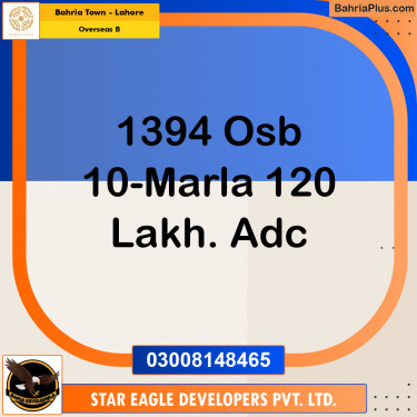 10 Marla Residential Plot for Sale in Overseas B -  Bahria Town, Lahore - (BP-217161)