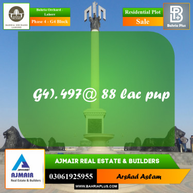 Residential Plot for Sale in Phase 4 - G4 Block -  Bahria Orchard, Lahore - (BP-217179)
