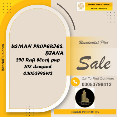 5 Marla Residential Plot for Sale in Sector E - Rafi Block -  Bahria Town, Lahore - (BP-217214)
