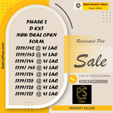 5 Marla Residential Plot for Sale in Phase 2 - D Block -  Bahria Orchard, Lahore - (BP-217250)