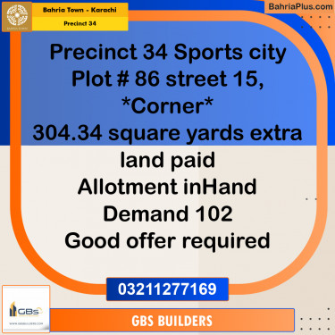 Residential Plot for Sale in Precinct 34 -  Bahria Town, Karachi - (BP-217254)