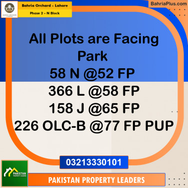 5 Marla Residential Plot for Sale in Phase 2 - N Block -  Bahria Orchard, Lahore - (BP-217268)