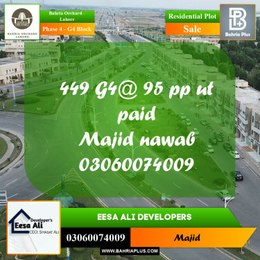 Residential Plot for Sale in Phase 4 - G4 Block -  Bahria Orchard, Lahore - (BP-217308)