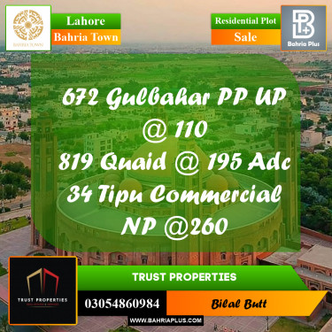 Residential Plot for Sale in Bahria Town, Lahore - (BP-217326)