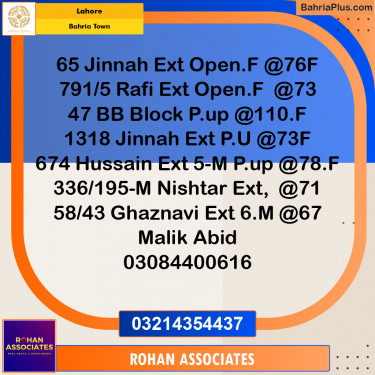 Residential Plot for Sale in Bahria Town, Lahore - (BP-217357)