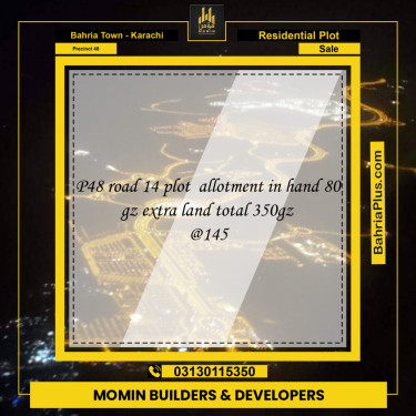 350 Sq. Yards Residential Plot for Sale in Precinct 48 -  Bahria Town, Karachi - (BP-217436)