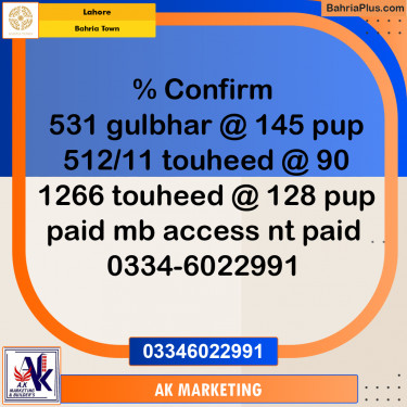 10 Marla Residential Plot for Sale in Bahria Town, Lahore - (BP-217500)