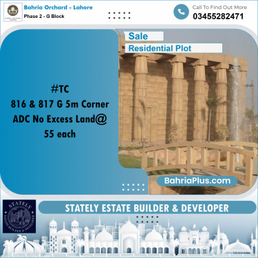 5 Marla Residential Plot for Sale in Phase 2 - G Block -  Bahria Orchard, Lahore - (BP-217501)