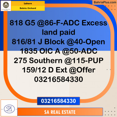 Residential Plot for Sale in Bahria Orchard, Lahore - (BP-217621)