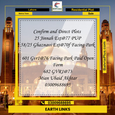 Residential Plot for Sale in Bahria Town, Lahore - (BP-217623)