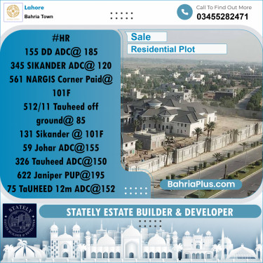 10 Marla Residential Plot for Sale in Bahria Town, Lahore - (BP-217704)