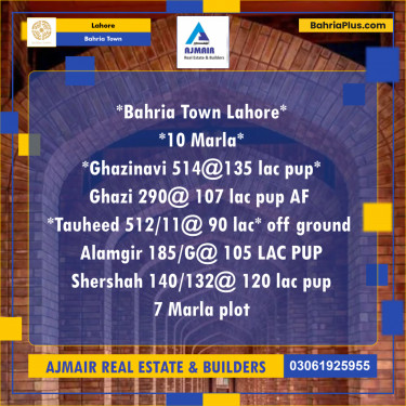 Residential Plot for Sale in Bahria Town, Lahore - (BP-217707)