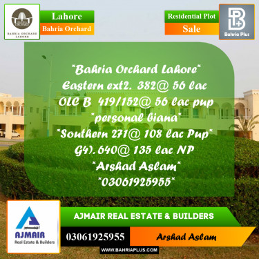 Residential Plot for Sale in Bahria Orchard, Lahore - (BP-217708)