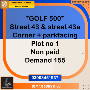 Residential Plot for Sale in Precinct 20 Golf -  Bahria Town, Karachi - (BP-217719)