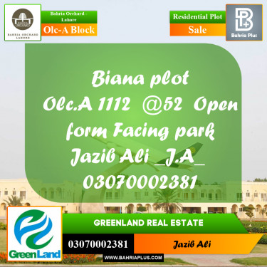 5 Marla Residential Plot for Sale in OLC-A Block -  Bahria Orchard, Lahore - (BP-217737)