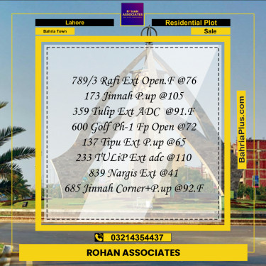 Residential Plot for Sale in Bahria Town, Lahore - (BP-217776)