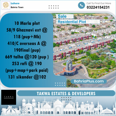 Residential Plot for Sale in Bahria Town, Lahore - (BP-217808)