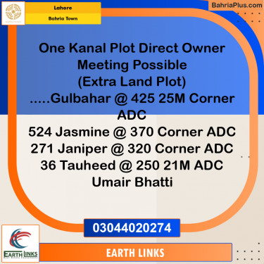 1 Kanal Residential Plot for Sale in Bahria Town, Lahore - (BP-217822)