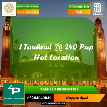 1 Kanal Residential Plot for Sale in Sector F - Tauheed Block -  Bahria Town, Lahore - (BP-217907)