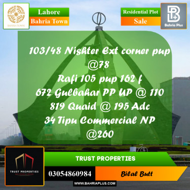 Residential Plot for Sale in Bahria Town, Lahore - (BP-217935)