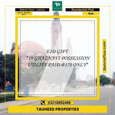 10 Marla Residential Plot for Sale in Sector F - Ghaznavi Block -  Bahria Town, Lahore - (BP-218067)