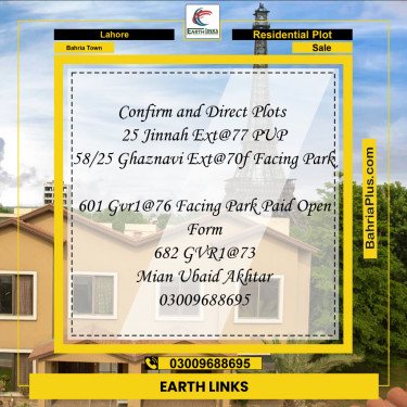 Residential Plot for Sale in Bahria Town, Lahore - (BP-218243)