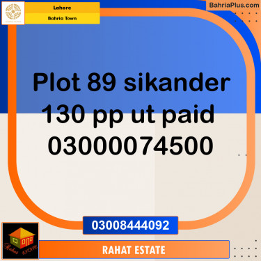 Residential Plot for Sale in Bahria Town, Lahore - (BP-218267)