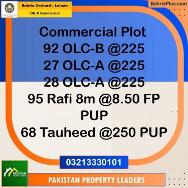 5 Marla Commercial Plot for Sale in OLC A Commercial -  Bahria Orchard, Lahore - (BP-218272)