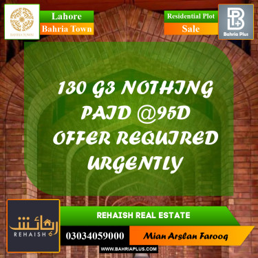 Residential Plot for Sale in Bahria Town, Lahore - (BP-218312)