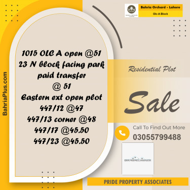 5 Marla Residential Plot for Sale in OLC-A Block -  Bahria Orchard, Lahore - (BP-218321)