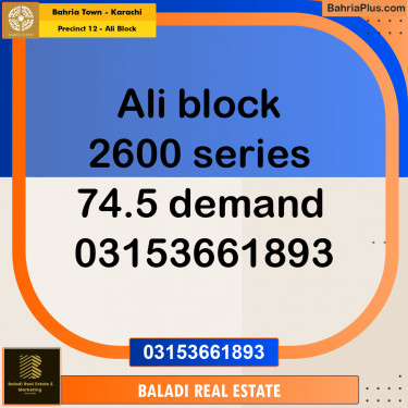 125 Sq. Yards Residential Plot for Sale in Precinct 12 - Ali Block -  Bahria Town, Karachi - (BP-218376)