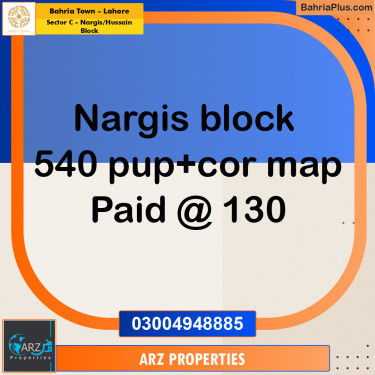 Residential Plot for Sale in Sector C - Nargis/Hussain Block -  Bahria Town, Lahore - (BP-218397)