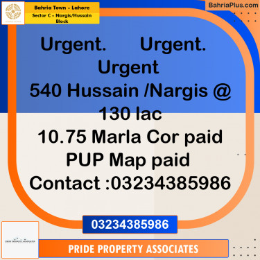 10 Marla Residential Plot for Sale in Sector C - Nargis/Hussain Block -  Bahria Town, Lahore - (BP-218423)