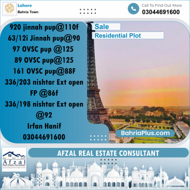 Residential Plot for Sale in Bahria Town, Lahore - (BP-218453)