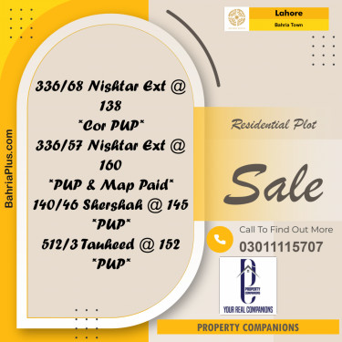 Residential Plot for Sale in Bahria Town, Lahore - (BP-218460)