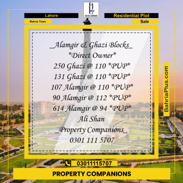 Residential Plot for Sale in Bahria Town, Lahore - (BP-218461)