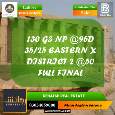 Residential Plot for Sale in Bahria Orchard, Lahore - (BP-218500)