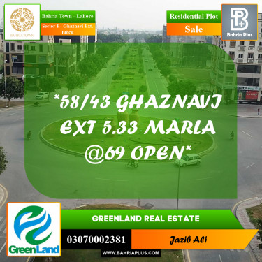 5 Marla Residential Plot for Sale in Sector F - Ghaznavi Ext. Block -  Bahria Town, Lahore - (BP-218624)