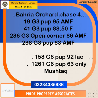 10 Marla Residential Plot for Sale in Phase 4 - G3 Block -  Bahria Orchard, Lahore - (BP-218652)