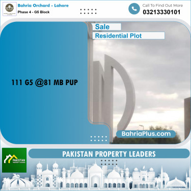 10 Marla Residential Plot for Sale in Phase 4 - G5 Block -  Bahria Orchard, Lahore - (BP-218712)
