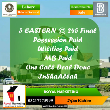 Residential Plot for Sale in Bahria Orchard, Lahore - (BP-218716)