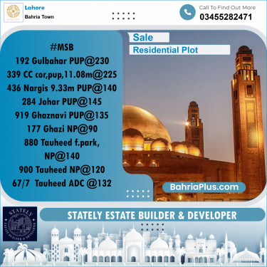 Residential Plot for Sale in Bahria Town, Lahore - (BP-218717)