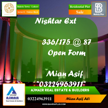Residential Plot for Sale in Sector E - Nishtar Block -  Bahria Town, Lahore - (BP-218832)