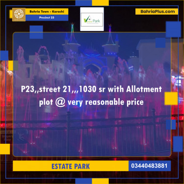 Residential Plot for Sale in Precinct 23 -  Bahria Town, Karachi - (BP-218861)