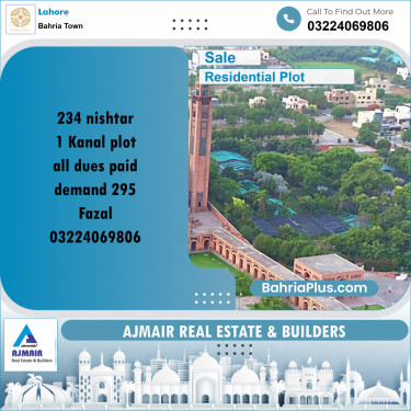 Residential Plot for Sale in Bahria Town, Lahore - (BP-218878)