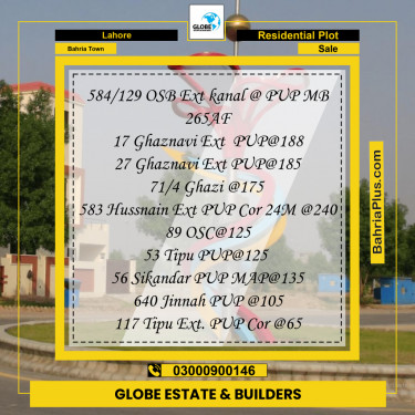 Residential Plot for Sale in Bahria Town, Lahore - (BP-218884)