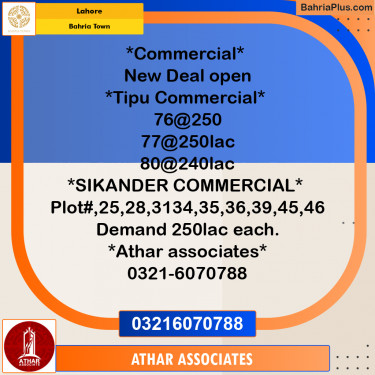 Commercial Plot for Sale in Bahria Town, Lahore - (BP-218885)