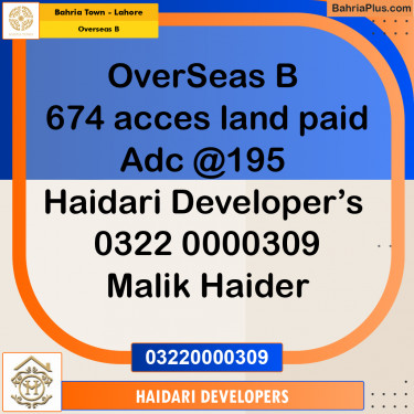 12 Marla Residential Plot for Sale in Overseas B -  Bahria Town, Lahore - (BP-218901)