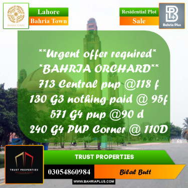 Residential Plot for Sale in Bahria Town, Lahore - (BP-218998)